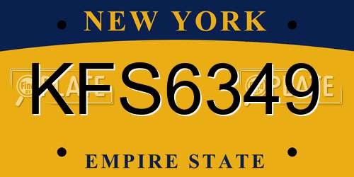 KFS6349 New York License Plate