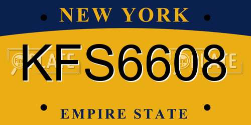 KFS6608 New York License Plate