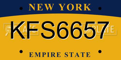 KFS6657 New York License Plate