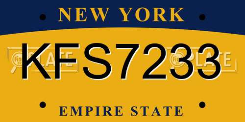 KFS7233 New York License Plate