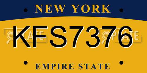 KFS7376 New York License Plate