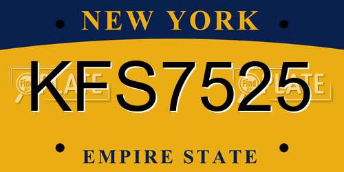 KFS7525 New York License Plate