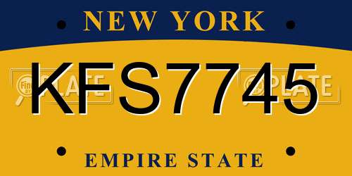 KFS7745 New York License Plate