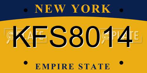KFS8014 New York License Plate