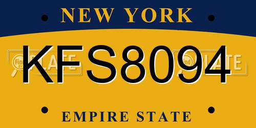 KFS8094 New York License Plate
