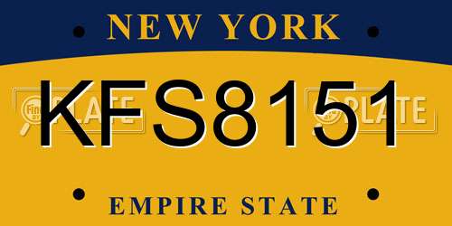 KFS8151 New York License Plate