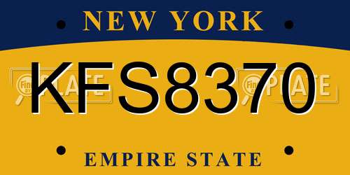 KFS8370 New York License Plate