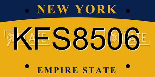 KFS8506 New York License Plate