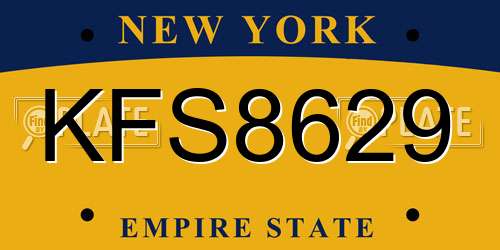 KFS8629 New York License Plate