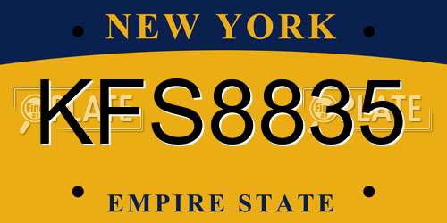KFS8835 New York License Plate