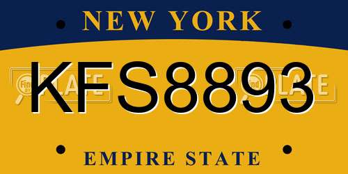 KFS8893 New York License Plate