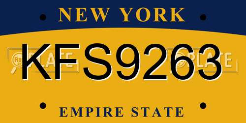 KFS9263 New York License Plate