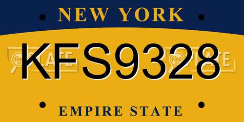 KFS9328 New York License Plate