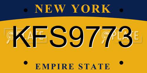 KFS9773 New York License Plate