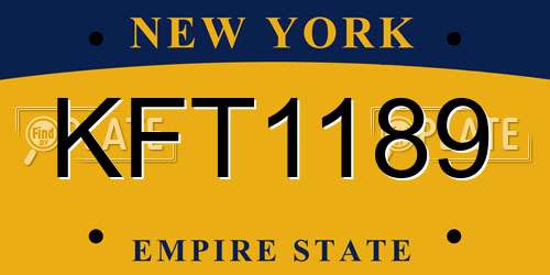 KFT1189 New York License Plate