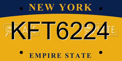 KFT6224 New York License Plate
