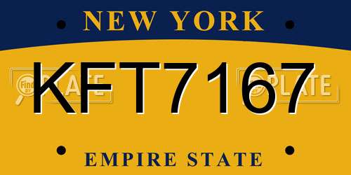 KFT7167 New York License Plate