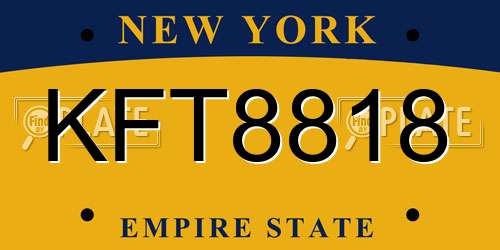 KFT8818 New York License Plate