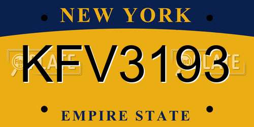 KFV3193 New York License Plate