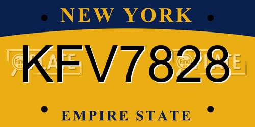 KFV7828 New York License Plate