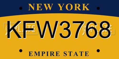 KFW3768 New York License Plate