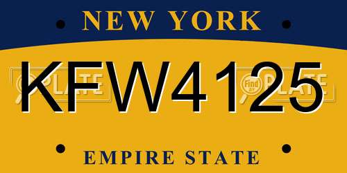 KFW4125 New York License Plate