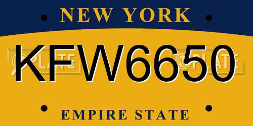 KFW6650 New York License Plate
