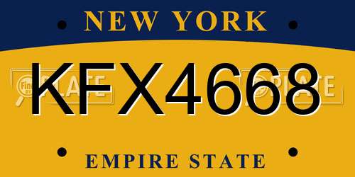 KFX4668 New York License Plate