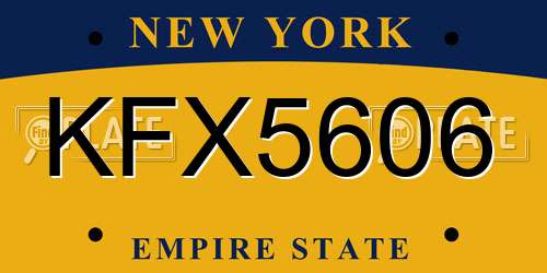 KFX5606 New York License Plate