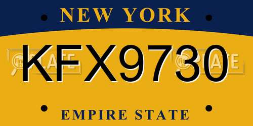 KFX9730 New York License Plate