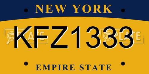 KFZ1333 New York License Plate
