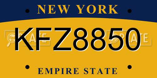 KFZ8850 New York License Plate