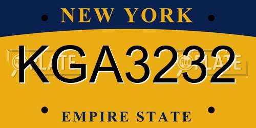 KGA3232 New York License Plate