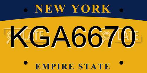 KGA6670 New York License Plate