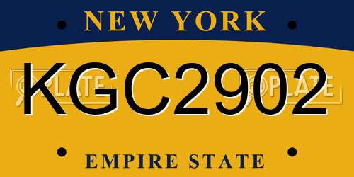 KGC2902 New York License Plate