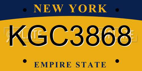 KGC3868 New York License Plate