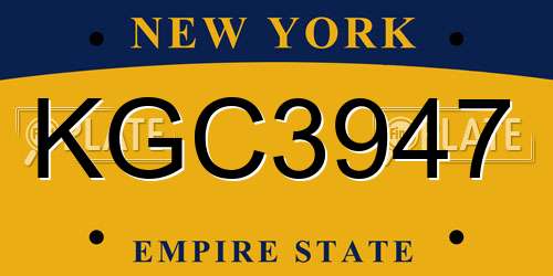 KGC3947 New York License Plate