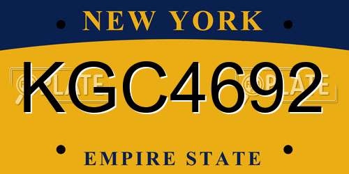 KGC4692 New York License Plate