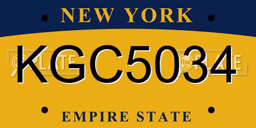 KGC5034 New York License Plate