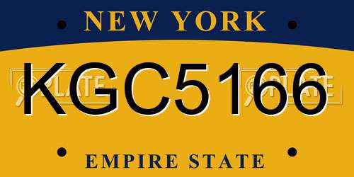 KGC5166 New York License Plate