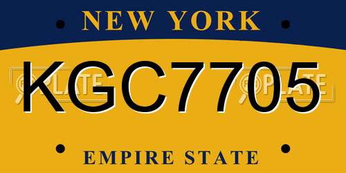 KGC7705 New York License Plate