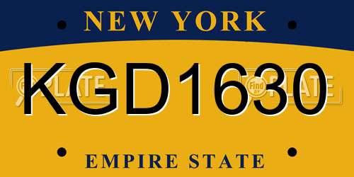 KGD1630 New York License Plate