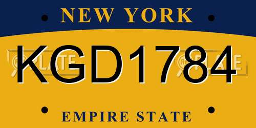 KGD1784 New York License Plate