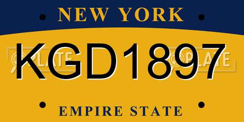 KGD1897 New York License Plate