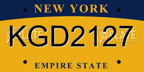 KGD2127 New York License Plate