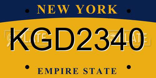 KGD2340 New York License Plate