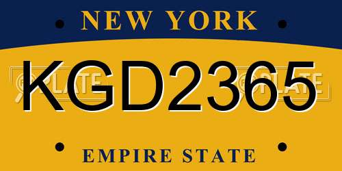 KGD2365 New York License Plate