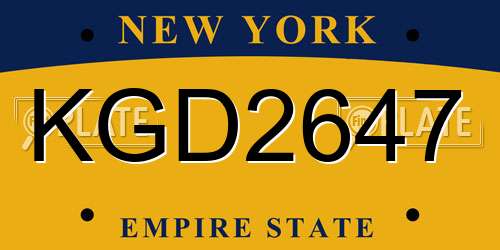 KGD2647 New York License Plate