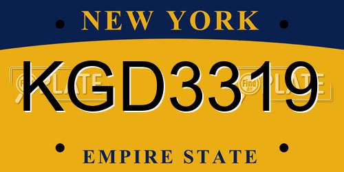 KGD3319 New York License Plate