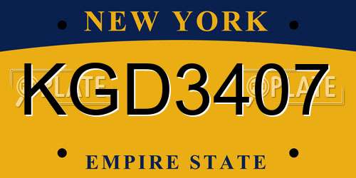 KGD3407 New York License Plate